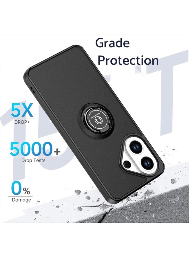 جراب لهاتف Vivo V60 Lite 5G، مزود بحلقة معدنية دوارة، وحامل مدمج، وحامل مغناطيسي للسيارة، ومقاوم للصدمات وبصمات الأصابع والخدوش. - Image 2